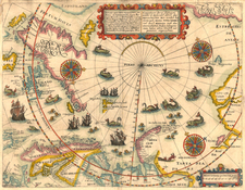 World, World, Northern Hemisphere, Polar Maps, Atlantic Ocean, Europe, Russia, Baltic Countries, Scandinavia, Iceland, Asia and Russia in Asia Map By Theodor De Bry