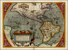 World, Western Hemisphere, North America, South America and America Map By Abraham Ortelius