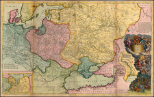 Poland, Russia, Ukraine, Baltic Countries, Balkans, Scandinavia and Germany Map By Herman Moll