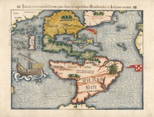 World, Western Hemisphere, North America, South America, Pacific and America Map By Sebastian Munster
