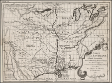 South, Texas, Midwest and Plains Map By Antoine-Simon Le Page du Pratz