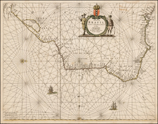 Brazil Map By Caspar  Lootsman / Anthonie (Theunis)   Jacobsz