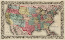 United States and Plains Map By Joseph Hutchins Colton