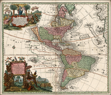 World, Western Hemisphere, South America and America Map By Matthaus Seutter