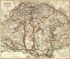 Europe, Hungary and Balkans Map By Adolf Stieler