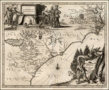 Mid-Atlantic and Southeast Map By John Ogilby / Arnoldus Montanus