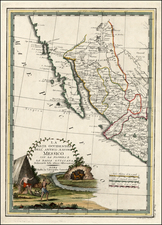 Texas, Southwest, Baja California and California Map By Giovanni Maria Cassini