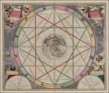 World, Northern Hemisphere, Polar Maps, North America, California, Celestial Maps and Curiosities Map By Andreas Cellarius