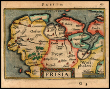 Netherlands Map By Abraham Ortelius / Johannes Baptista Vrients