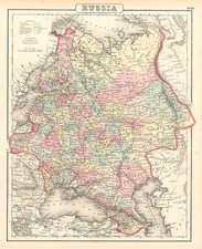 Europe and Russia Map By Joseph Hutchins Colton