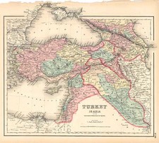 Europe, Turkey, Mediterranean, Asia and Turkey & Asia Minor Map By Joseph Hutchins Colton