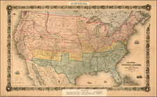 United States Map By Joseph Hutchins Colton