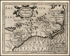 Mid-Atlantic and Southeast Map By Jodocus Hondius