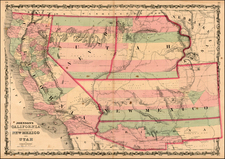 Southwest, Rocky Mountains and California Map By Alvin Jewett Johnson  &  Ross C. Browning