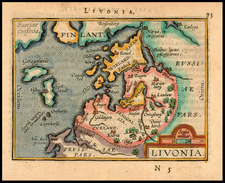 Baltic Countries Map By Abraham Ortelius / Johannes Baptista Vrients