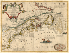 New England, Mid-Atlantic, Southeast and Canada Map By Vincenzo Maria Coronelli / Jean-Baptiste Nolin