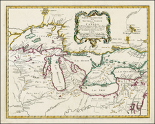 Midwest and Canada Map By Homann Heirs / Jacques Nicolas Bellin