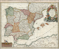 Spain and Portugal Map By Johann Baptist Homann