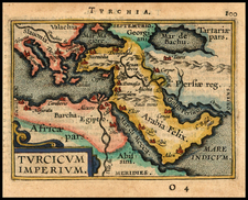 Turkey, Mediterranean, Other Islands, Central Asia & Caucasus, Middle East, Turkey & Asia Minor and Balearic Islands Map By Abraham Ortelius / Johannes Baptista Vrients