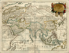 Asia Map By Vincenzo Maria Coronelli / Jean-Baptiste Nolin