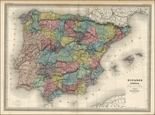 Spain and Portugal Map By Adolphe Hippolyte Dufour