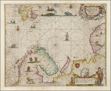 Polar Maps, Atlantic Ocean, Europe, Russia, Scandinavia and Balearic Islands Map By John Seller