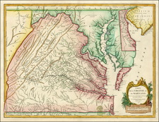 Mid-Atlantic and Southeast Map By Gilles Robert de Vaugondy