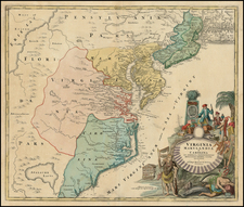 Mid-Atlantic and Southeast Map By Johann Baptist Homann