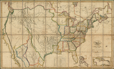 United States and Midwest Map By John Melish