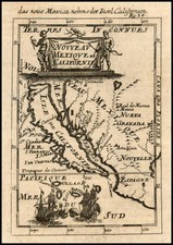 Mexico, Baja California and California Map By Alain Manesson Mallet