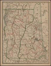 New England, New Hampshire and Vermont Map By George F. Cram