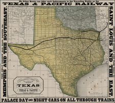 Texas Map By Texas & Pacific Railway Company / Woodward, Tiernan & Hale