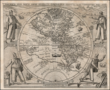 World, Western Hemisphere, North America, South America, Australia & Oceania, Australia, Oceania and America Map By Theodor De Bry