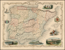 Spain and Portugal Map By John Tallis