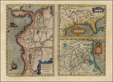 South, Southeast, Central America and South America Map By Abraham Ortelius