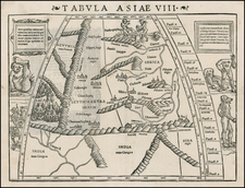 India, Central Asia & Caucasus and Curiosities Map By Sebastian Munster