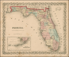 Florida Map By Joseph Hutchins Colton