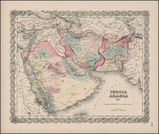 Central Asia & Caucasus and Middle East Map By Joseph Hutchins Colton