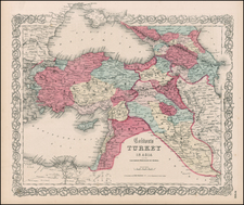 Russia, Central Asia & Caucasus, Turkey & Asia Minor and Russia in Asia Map By Joseph Hutchins Colton