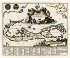 Atlantic Ocean and Caribbean Map By John Ogilby