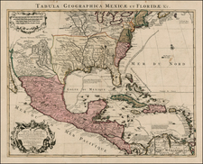 Southeast, Texas, Midwest, Southwest and Rocky Mountains Map By Johannes Covens  &  Cornelis Mortier