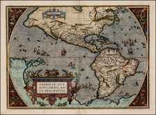 Western Hemisphere, South America and America Map By Abraham Ortelius