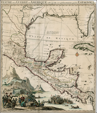 South, Southeast, Texas and Central America Map By Pierre Mortier