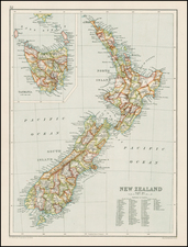 New Zealand Map By John Bartholomew