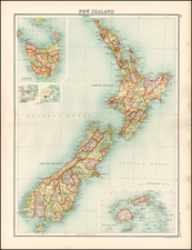 New Zealand Map By John Bartholomew