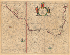 Brazil Map By Caspar  Lootsman / Anthonie (Theunis)   Jacobsz