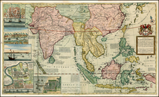 China, India, Southeast Asia and Philippines Map By Herman Moll