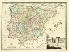 Europe, Spain and Portugal Map By Conrad Malte-Brun