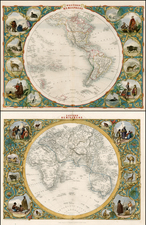 World, Eastern Hemisphere, Western Hemisphere, South America and America Map By John Tallis