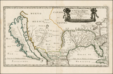 Florida, Southeast, Texas, Midwest, Southwest and California Map By Nicolas Sanson